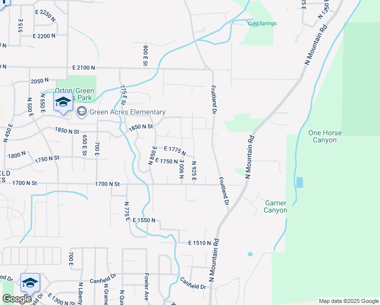 map of restaurants, bars, coffee shops, grocery stores, and more near 1779 North 925 East in Ogden