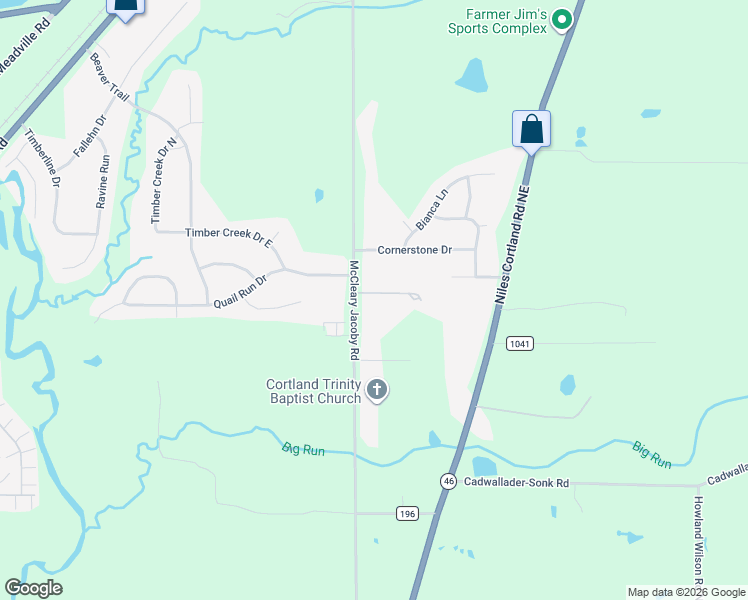 map of restaurants, bars, coffee shops, grocery stores, and more near 2688 Mc Cleary Jacoby Road in Cortland