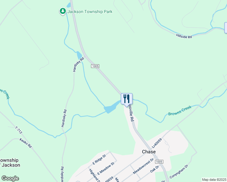 map of restaurants, bars, coffee shops, grocery stores, and more near Huntsville Road in Shavertown