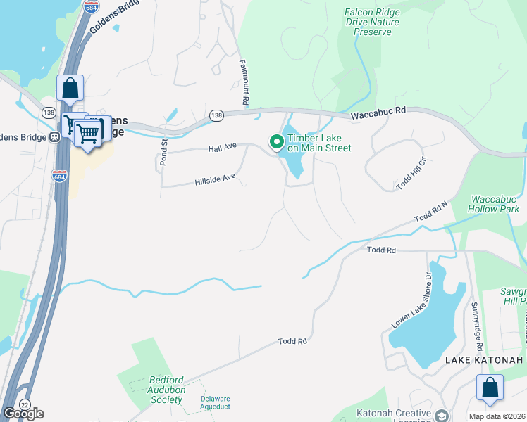 map of restaurants, bars, coffee shops, grocery stores, and more near 9 West Main Street in Goldens Bridge