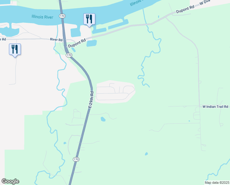 map of restaurants, bars, coffee shops, grocery stores, and more near 2464 East 29th Road in Seneca