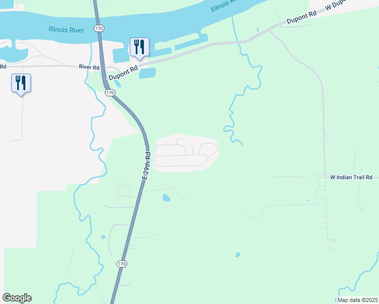 map of restaurants, bars, coffee shops, grocery stores, and more near 2464 East 29th Road in Seneca