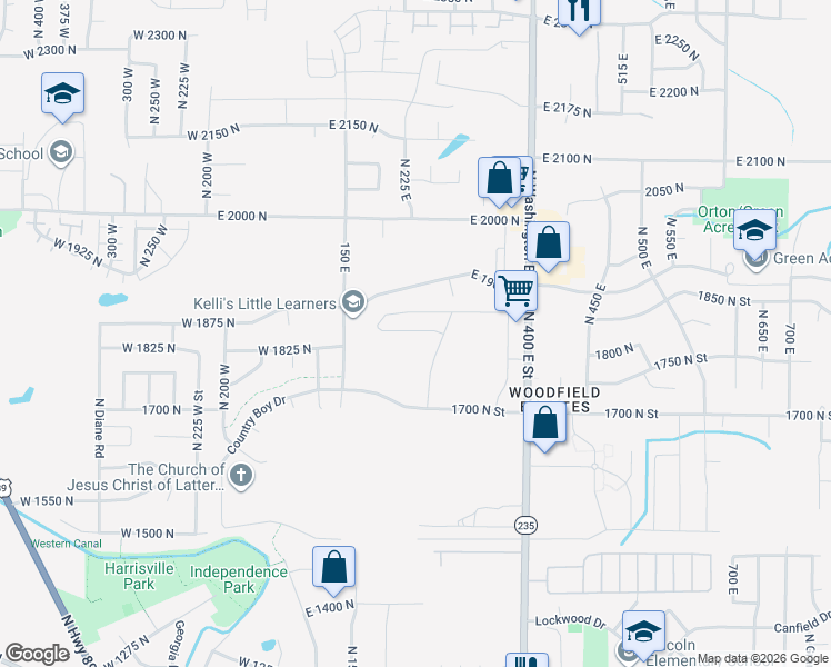map of restaurants, bars, coffee shops, grocery stores, and more near 263 East 1825 North in North Ogden