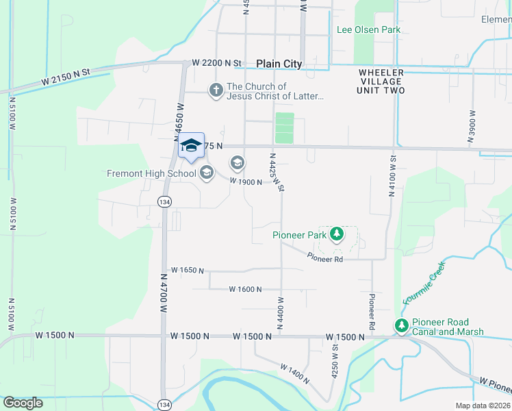 map of restaurants, bars, coffee shops, grocery stores, and more near 1824 North 4475 West in Plain City