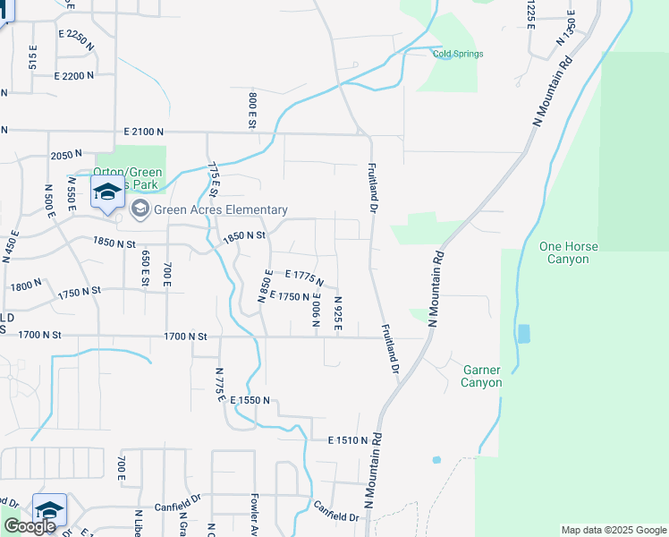 map of restaurants, bars, coffee shops, grocery stores, and more near 1791 North 925 East in North Ogden