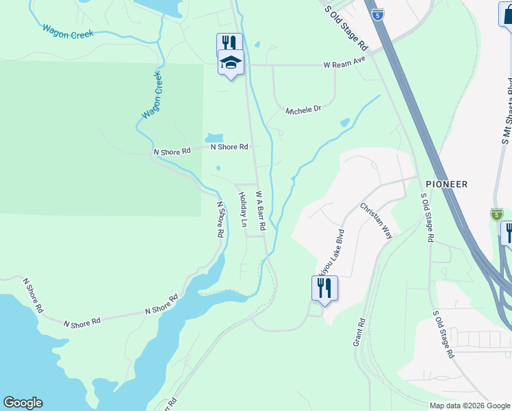 map of restaurants, bars, coffee shops, grocery stores, and more near 1806 West A Barr Road in Mount Shasta