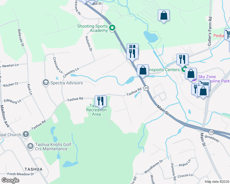 map of restaurants, bars, coffee shops, grocery stores, and more near 110 Tashua Road in Trumbull