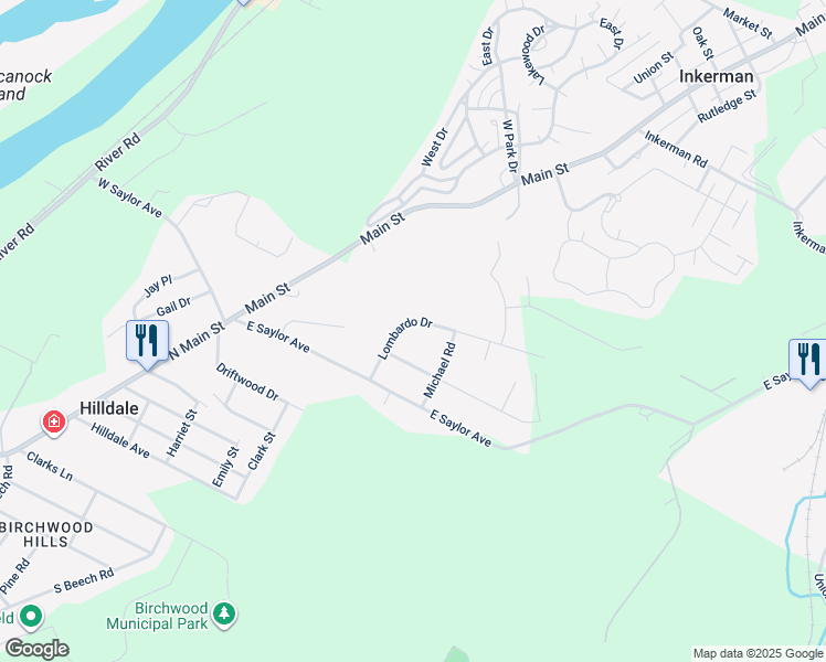 map of restaurants, bars, coffee shops, grocery stores, and more near 19 Lombardo Drive in Wilkes-Barre