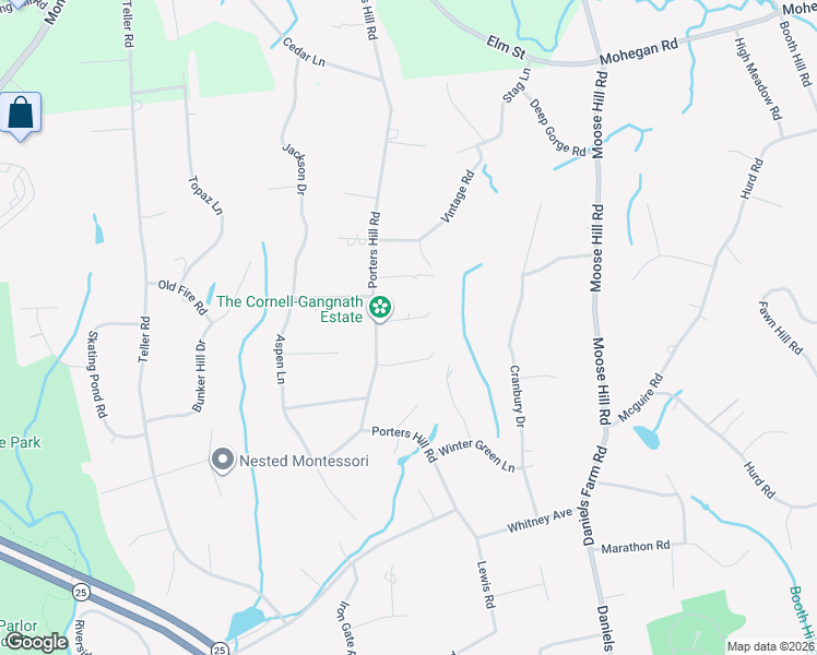 map of restaurants, bars, coffee shops, grocery stores, and more near 110 Porters Hill Road in Trumbull