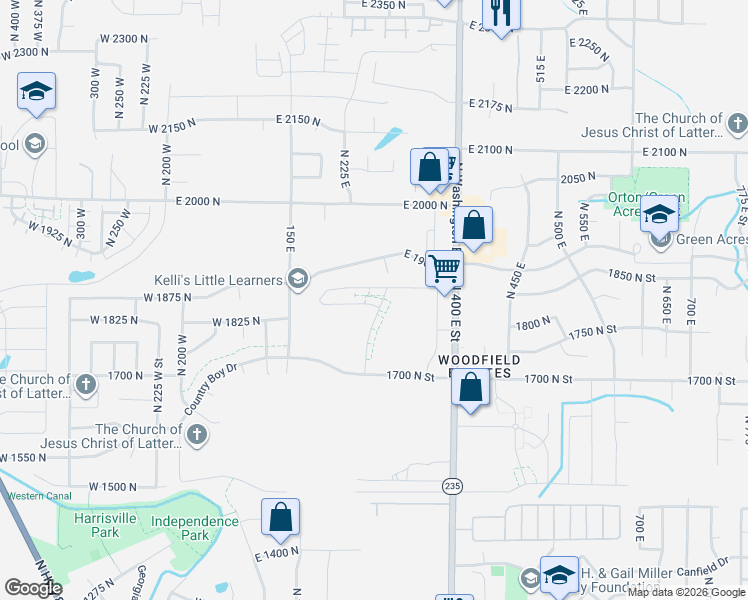 map of restaurants, bars, coffee shops, grocery stores, and more near 58 East 1825 North in North Ogden