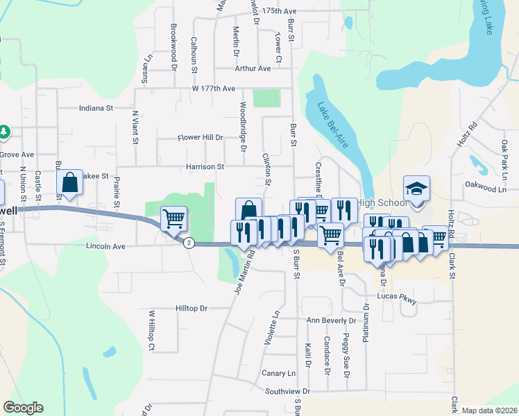map of restaurants, bars, coffee shops, grocery stores, and more near 221 Clinton Street in Lowell