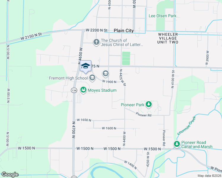 map of restaurants, bars, coffee shops, grocery stores, and more near 1849 North 4475 West in Plain City