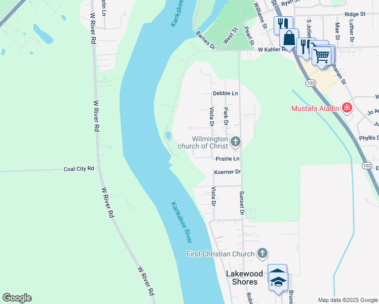 map of restaurants, bars, coffee shops, grocery stores, and more near 555 Stough Circle in Wilmington