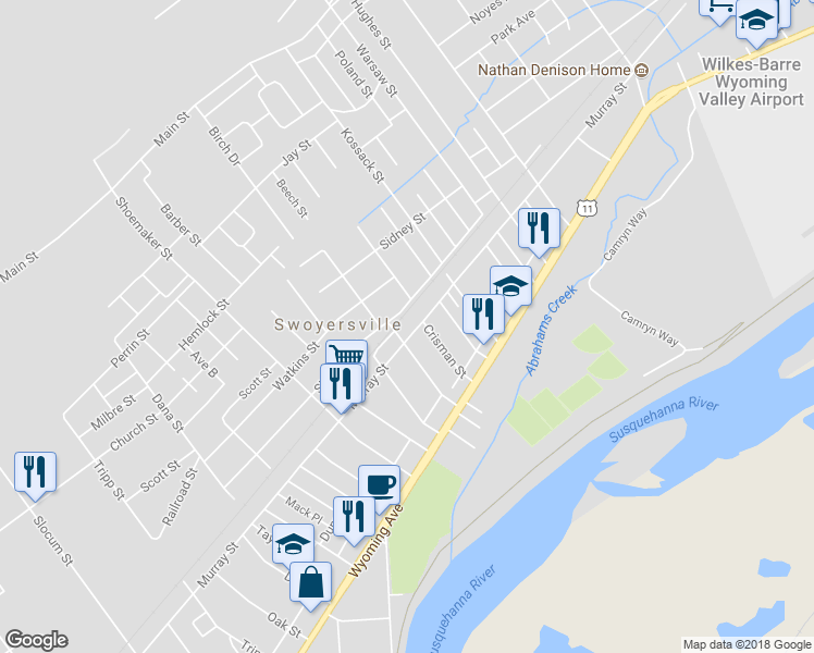 map of restaurants, bars, coffee shops, grocery stores, and more near 1478 Murray Street in Kingston
