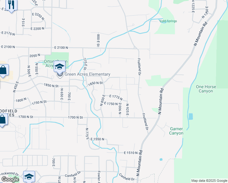 map of restaurants, bars, coffee shops, grocery stores, and more near 887 East 1800 North in North Ogden
