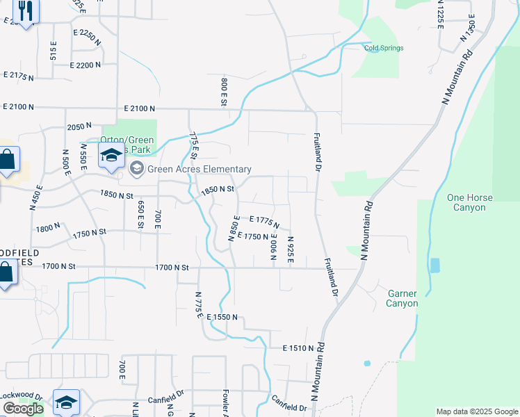 map of restaurants, bars, coffee shops, grocery stores, and more near 887 East 1800 North in North Ogden