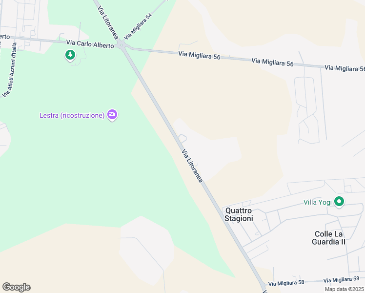 map of restaurants, bars, coffee shops, grocery stores, and more near 105 Via Litoranea in Provincia di Latina