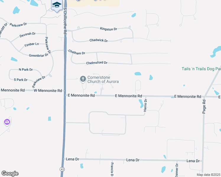 map of restaurants, bars, coffee shops, grocery stores, and more near 640 Eaton Drive in Aurora