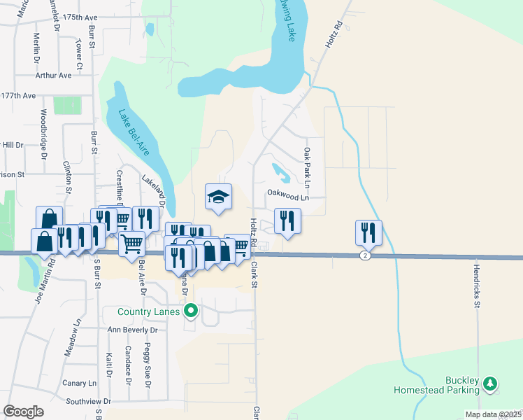 map of restaurants, bars, coffee shops, grocery stores, and more near 17844-17900 Holtz Rd in Lowell