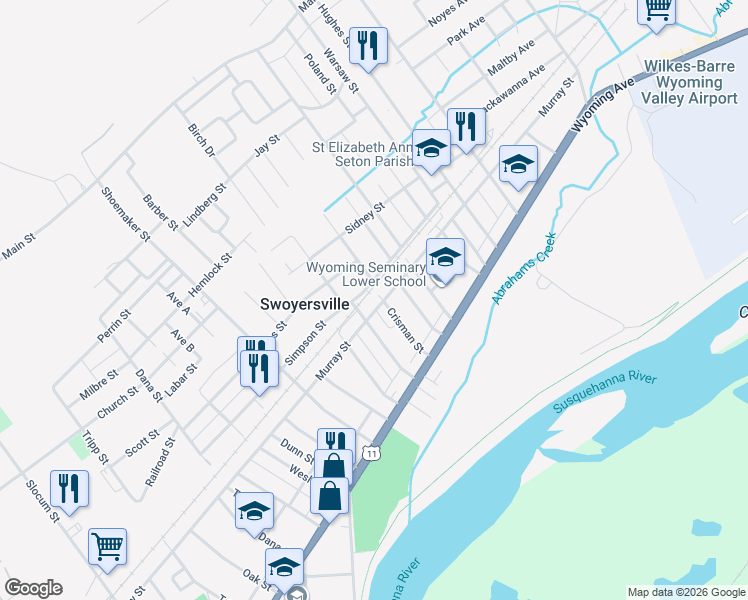 map of restaurants, bars, coffee shops, grocery stores, and more near 1508 Murray Street in Kingston
