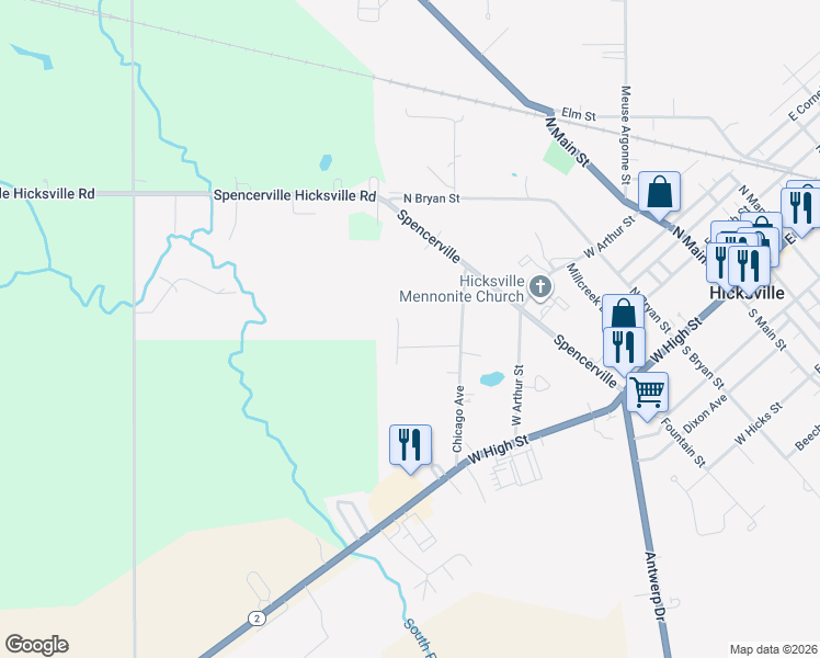 map of restaurants, bars, coffee shops, grocery stores, and more near 108 Westwood Ct in Hicksville