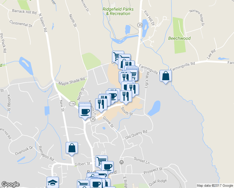 map of restaurants, bars, coffee shops, grocery stores, and more near 12 Island Hill Avenue in Ridgefield
