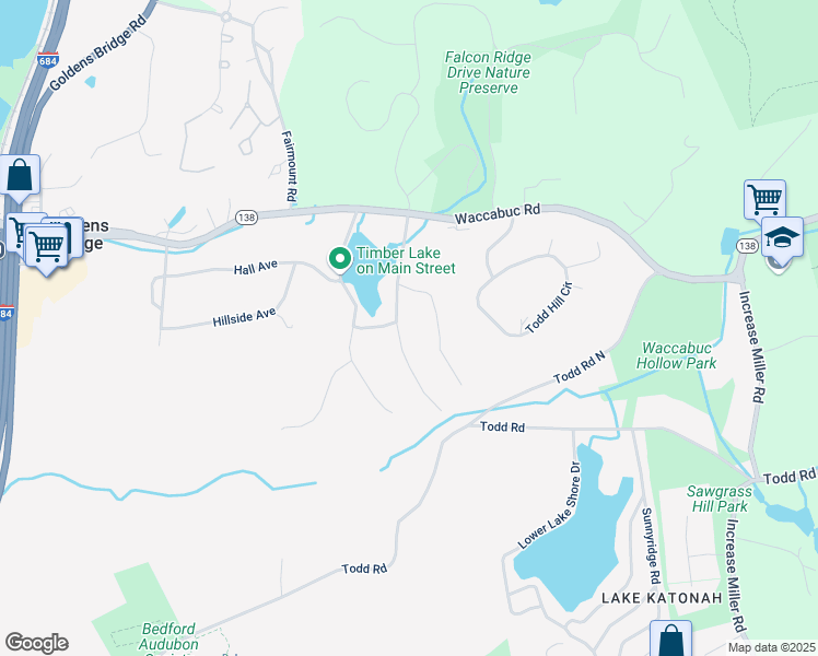 map of restaurants, bars, coffee shops, grocery stores, and more near 23 Lake Street in Goldens Bridge