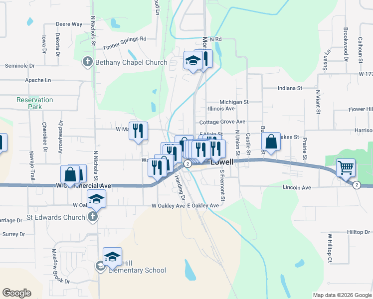 map of restaurants, bars, coffee shops, grocery stores, and more near in Lake County