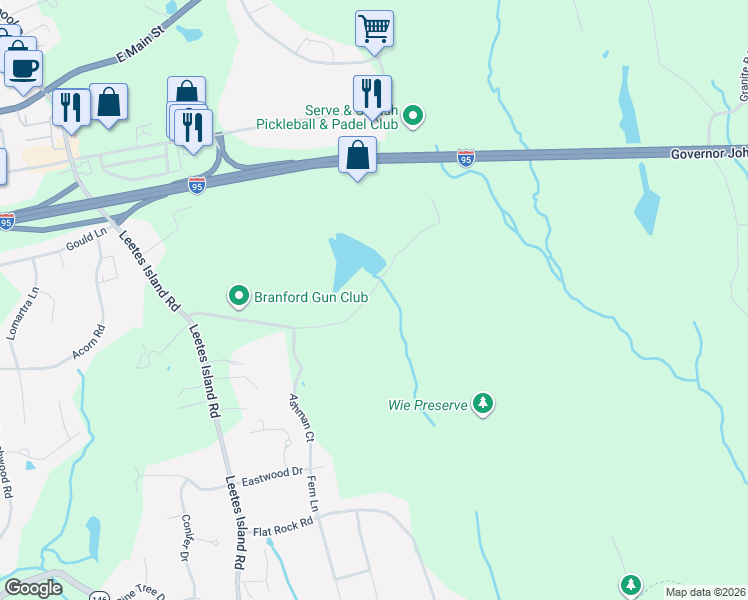 map of restaurants, bars, coffee shops, grocery stores, and more near 87 Red Hill Road in Branford