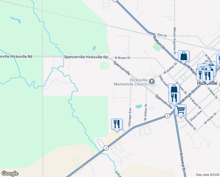 map of restaurants, bars, coffee shops, grocery stores, and more near 108 Westwood Court in Hicksville