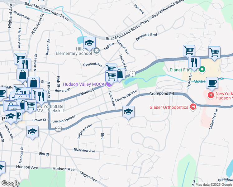 map of restaurants, bars, coffee shops, grocery stores, and more near 67 Grant Avenue in Harrison