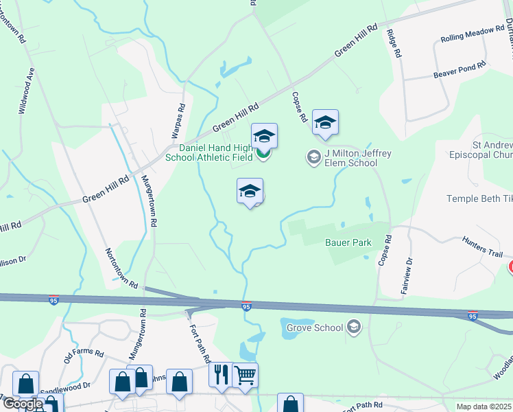 map of restaurants, bars, coffee shops, grocery stores, and more near 286 Green Hill Road in Madison