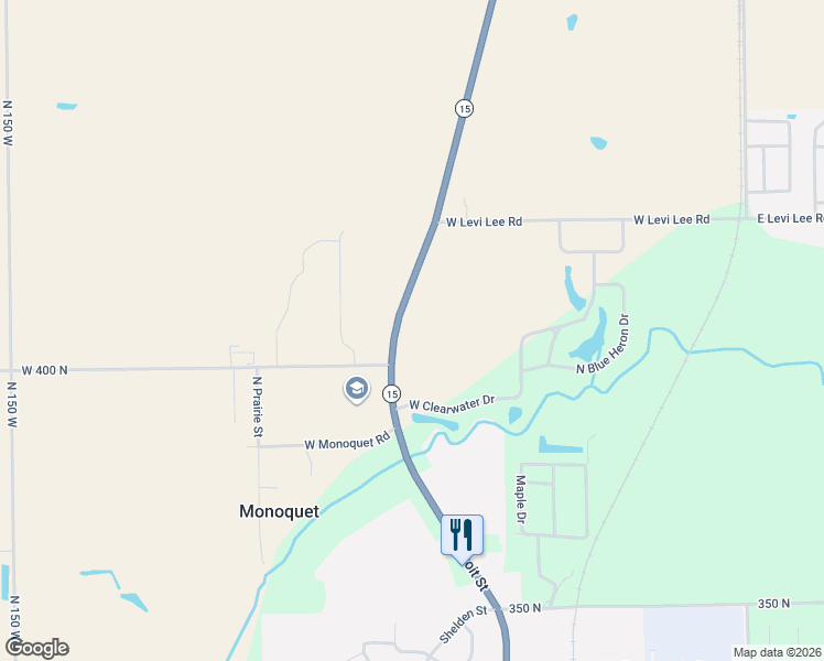 map of restaurants, bars, coffee shops, grocery stores, and more near 4068 Indiana 15 in Warsaw