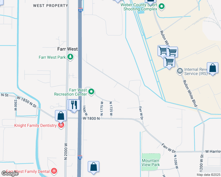 map of restaurants, bars, coffee shops, grocery stores, and more near 1933 North 1700 West in Farr West