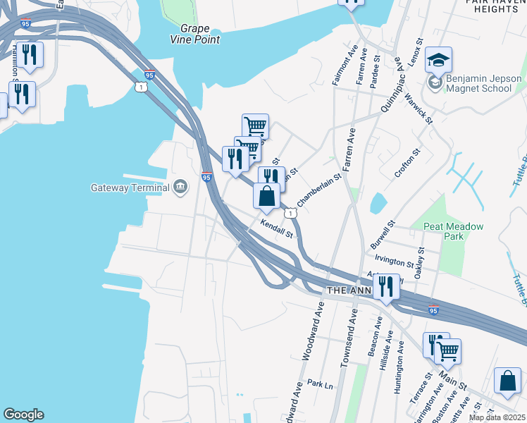 map of restaurants, bars, coffee shops, grocery stores, and more near 231 Forbes Avenue in New Haven