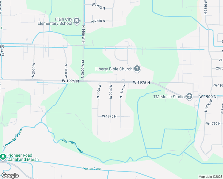 map of restaurants, bars, coffee shops, grocery stores, and more near 3403 West 1975 North Street in Plain City
