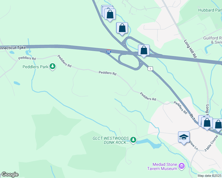 map of restaurants, bars, coffee shops, grocery stores, and more near 80 Fernwood Drive in Guilford