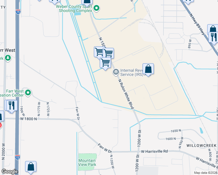 map of restaurants, bars, coffee shops, grocery stores, and more near in Ogden