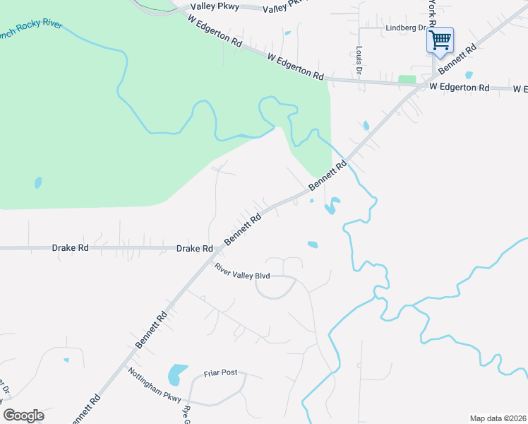 map of restaurants, bars, coffee shops, grocery stores, and more near 17414 Bennett Road in North Royalton