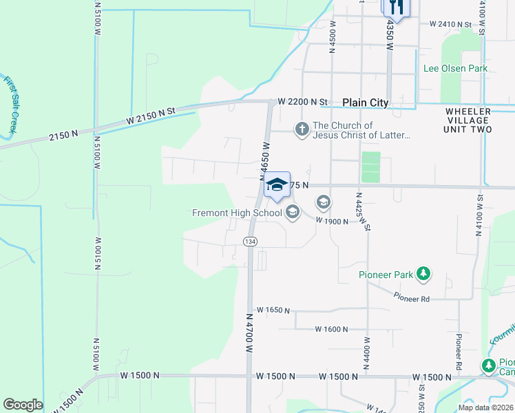map of restaurants, bars, coffee shops, grocery stores, and more near North 4650 West in Plain City