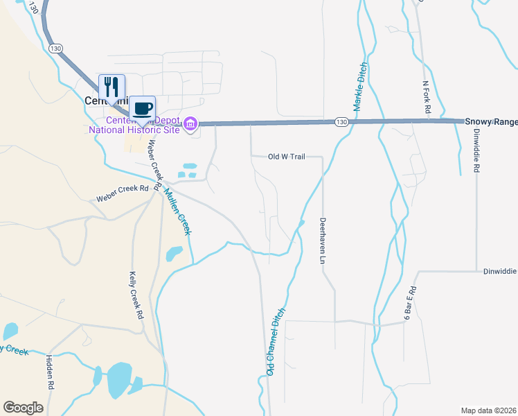 map of restaurants, bars, coffee shops, grocery stores, and more near 14 Old Sawmill Road in Centennial