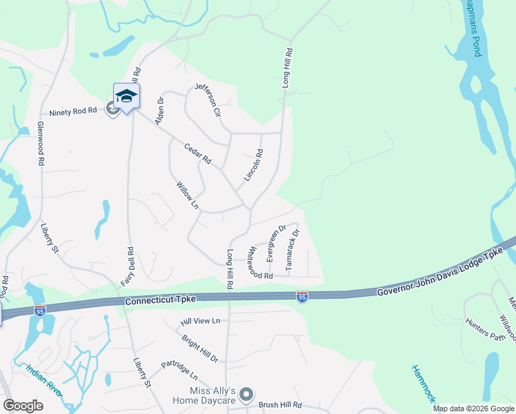 map of restaurants, bars, coffee shops, grocery stores, and more near 82 Long Hill Road in Clinton