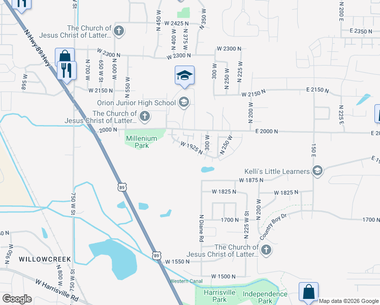 map of restaurants, bars, coffee shops, grocery stores, and more near 337 West 1925 North in Ogden