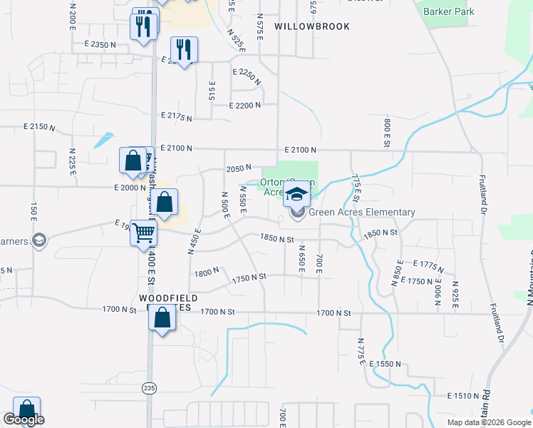 map of restaurants, bars, coffee shops, grocery stores, and more near 1928 North 600 East in Ogden