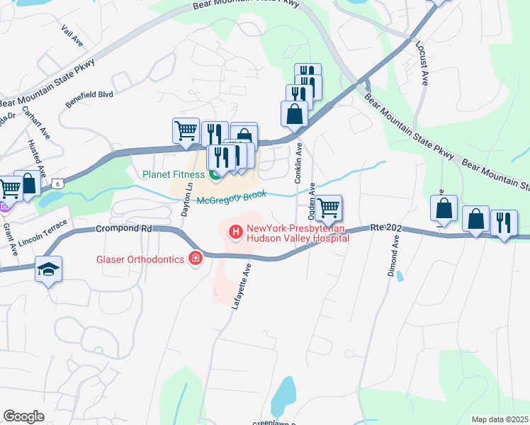 map of restaurants, bars, coffee shops, grocery stores, and more near 4B Adrian Court in Cortlandt
