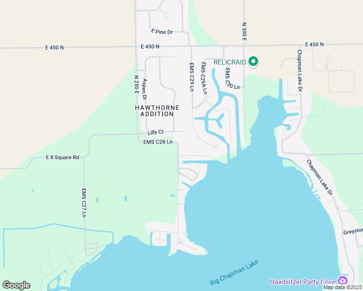 map of restaurants, bars, coffee shops, grocery stores, and more near 126 EMS C28 Lane in Warsaw