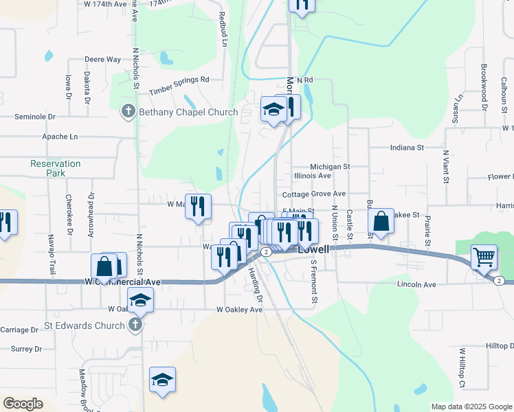 map of restaurants, bars, coffee shops, grocery stores, and more near 207 Halsted Street in Lowell