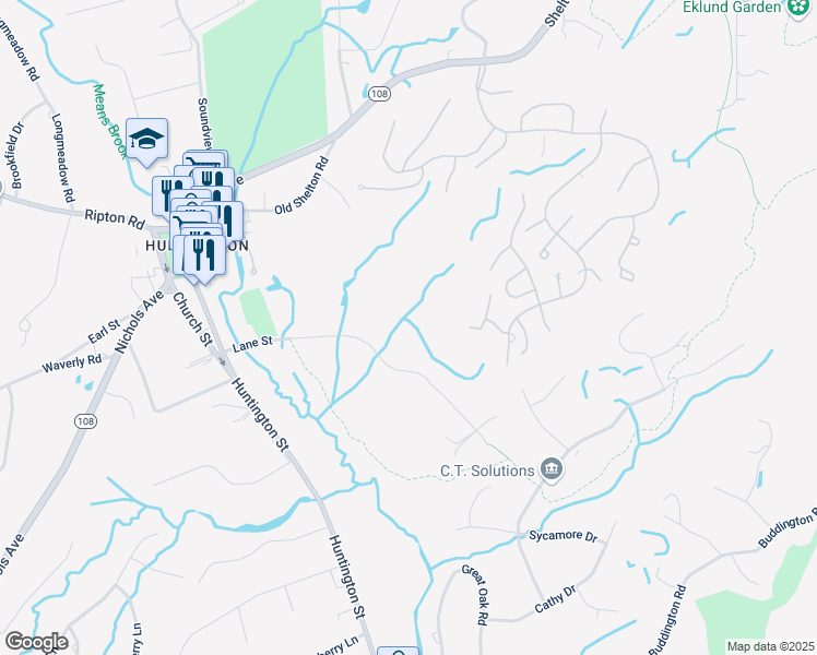 map of restaurants, bars, coffee shops, grocery stores, and more near 488 Wolf Run in Shelton