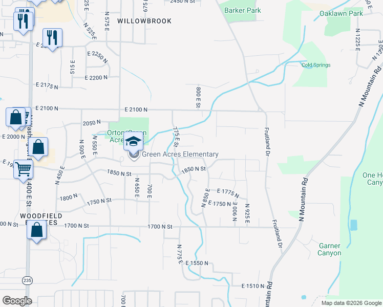 map of restaurants, bars, coffee shops, grocery stores, and more near 812 East 1925 North in Ogden