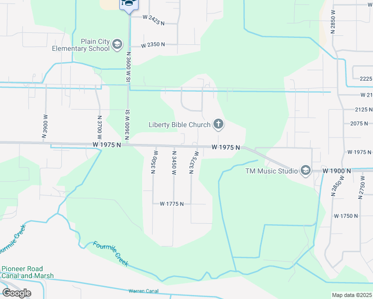 map of restaurants, bars, coffee shops, grocery stores, and more near 3403 West 1975 North Street in Plain City